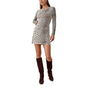 Reformation Kenmare Long Sleeve Knit Minidress - Xs Cheetah
